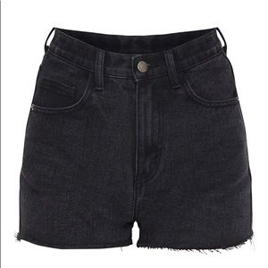 PRETTYLITTLETHING Washed Black Raw Hem Hotpants